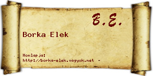 Borka Elek névjegykártya